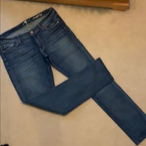 7 for All Mankind straight leg low rise jeans.